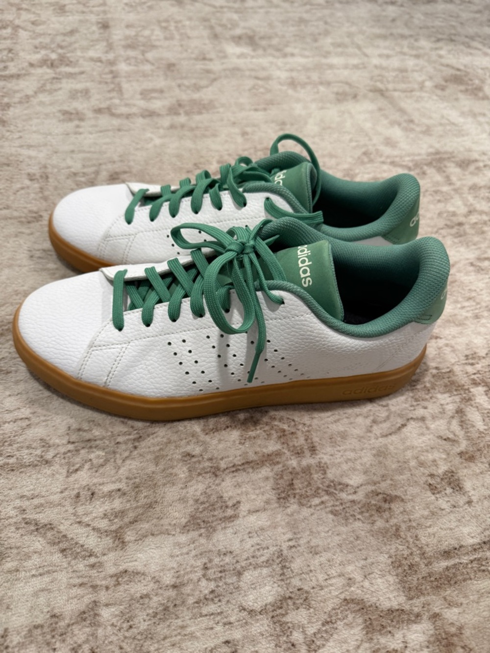 adidas White & Green Men's Sneakers with Gum Sole - Picture 2 of 4